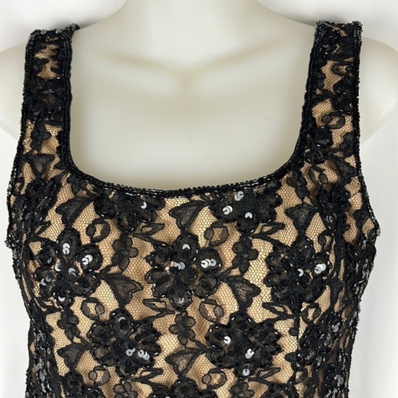 Andretta Donatello Black Lace Sequin Jacket & Tank Top Formal Set 2 Pieces Sz S - Picture 11 of 16
